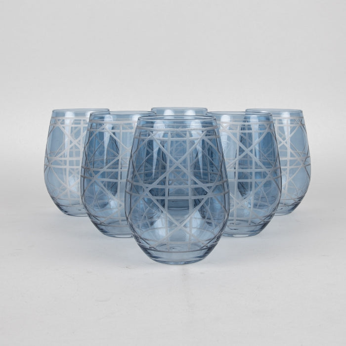 GLASS TUMBLER SET/6PCS BLUE (202016438)