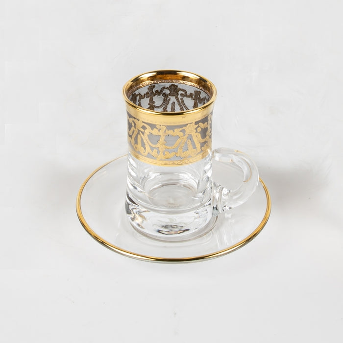 P960 TEACUP/SAUCER 6PCS MAT BLACK/GOLD (202016421)