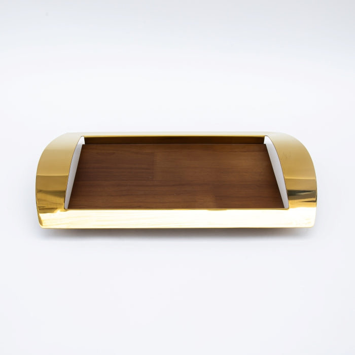 DAZHANG-RECT.TRAY WOOD & STAINLESS STEEL GOLD 41X24CM (202107494)
