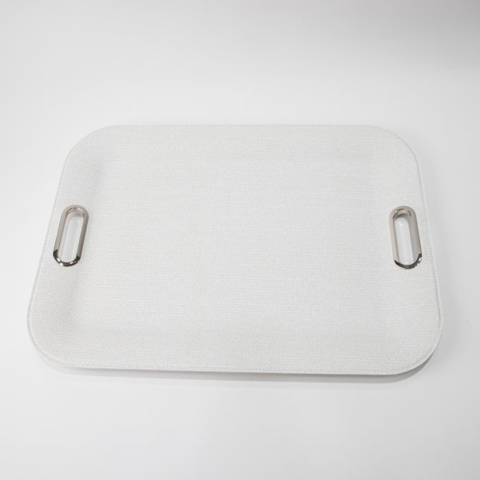 PLASTIC TRAY LARGE WITH HANDLE BRAID WHITE 55CMX40CM (202107458)