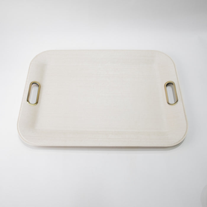 PLASTIC TRAY LARGE WTH HANDLE SILK IVORY 55CMX40CM (202107482)