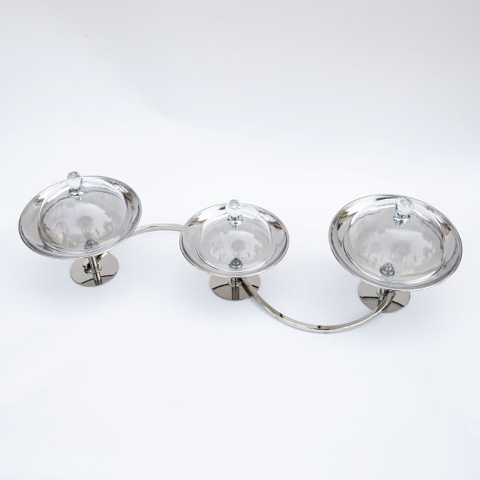 DAZHANG-GLASS BOWLS ON STAND SLVR (202029301)