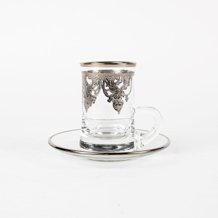 P1110 TEACUP/SAUCER 6PCS CLEAR/PLATIN (202016416)