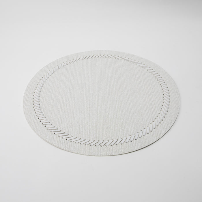 ROUND PLACEMAT W/BAND BRAID WHITE (202055055)