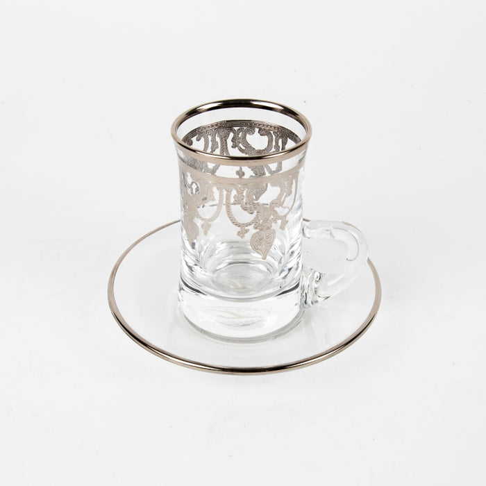 P1110 TEACUP/SAUCER 6PCS CLEAR/PLATIN (202016416)