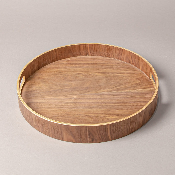 WOODEN TRAY ROUND 35.5CM WALNUT (202107436)