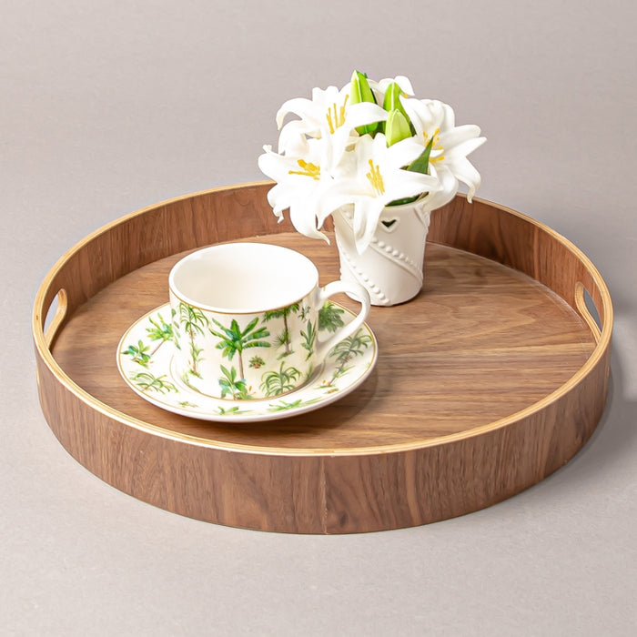 WOODEN TRAY ROUND 35.5CM WALNUT (202107436)