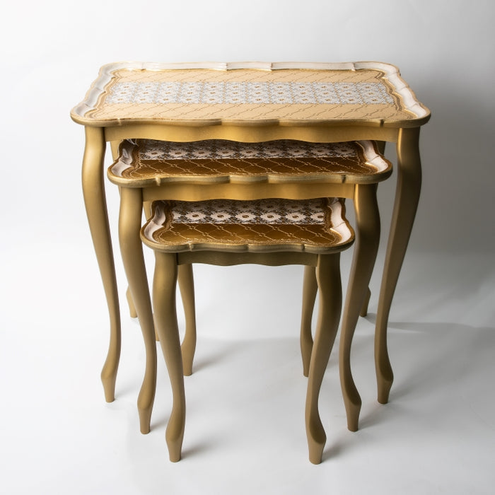 CALFUCCI WOODEN GOLD SET/3PCS TABLE IV/SLV (202107452)