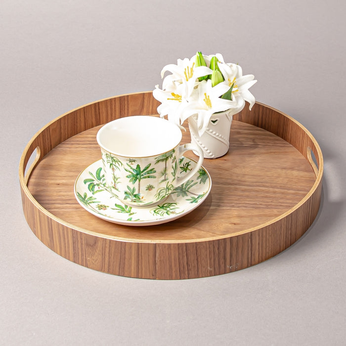 WOODEN TRAY ROUND 40.5CM WALNUT (202107437)