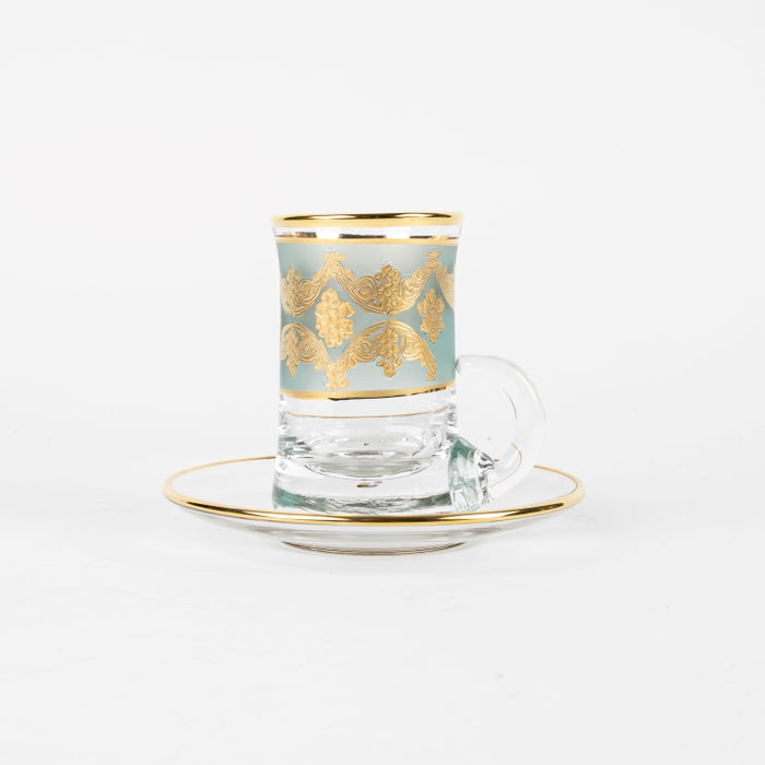 P220 TEACUP/SAUCER 6PCS MAT TORQUISE/GOLD (202016406)