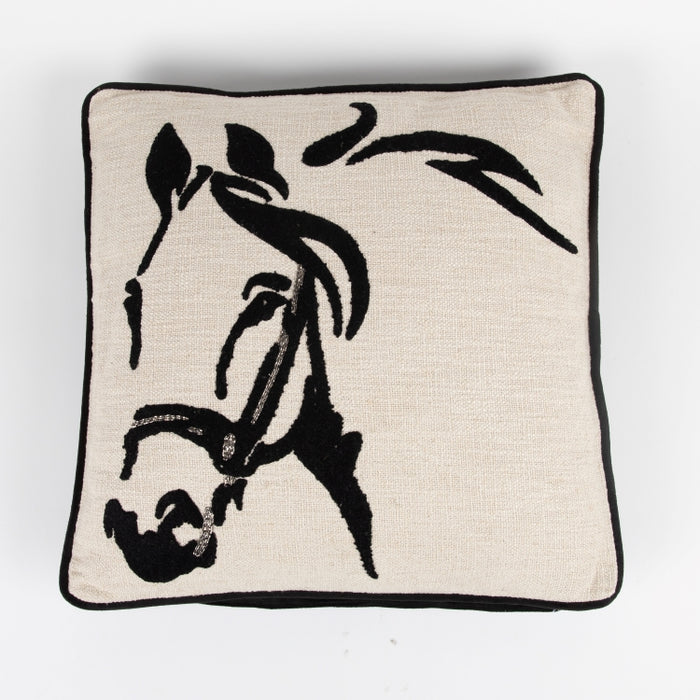 CUSHION HORSE NTRL/BLACK 45X45 (327131005)