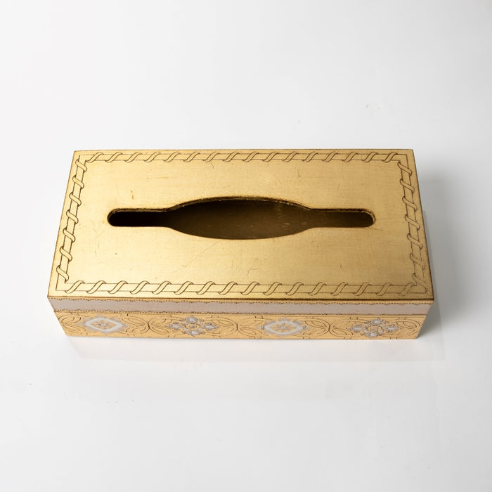 FIRIDOLFI WOODEN RECT.TISSUE BOX GOLD (202140034)