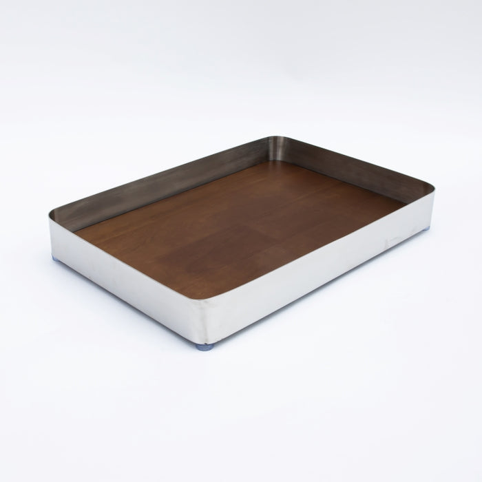 DAZHANG-RECT.TRAY WOOD&STAINLESS STEEL SLVR 40X29CM (202107491)