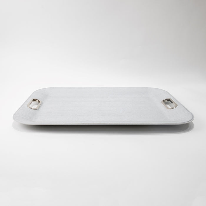 PLASTIC TRAY LARGE WITH HANDLE SILK SILVER 55CMX40CM (202107486)