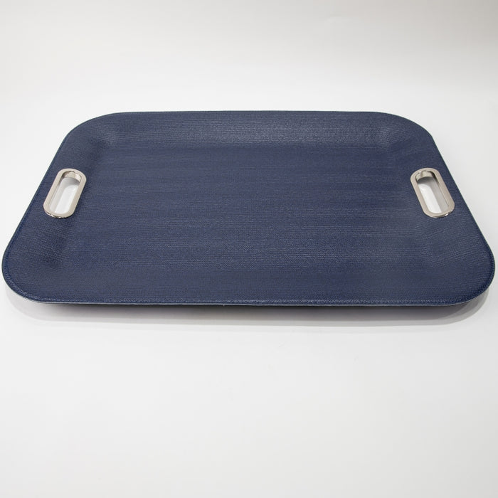 PLASTIC TRAY LARGE WITH HANDLE BRAID NAVY 55CMX40CM (202107462)