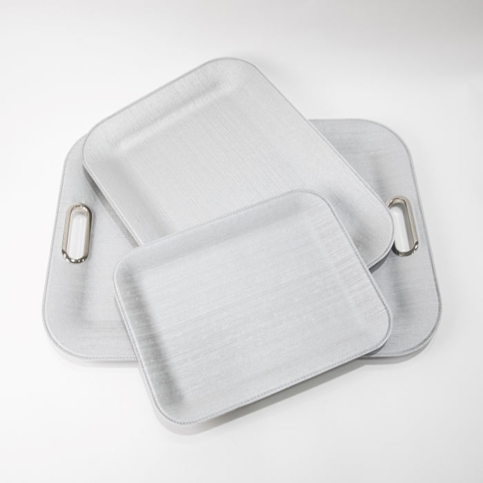 PLASTIC TRAY LARGE WITH HANDLE SILK SILVER 55CMX40CM (202107486)