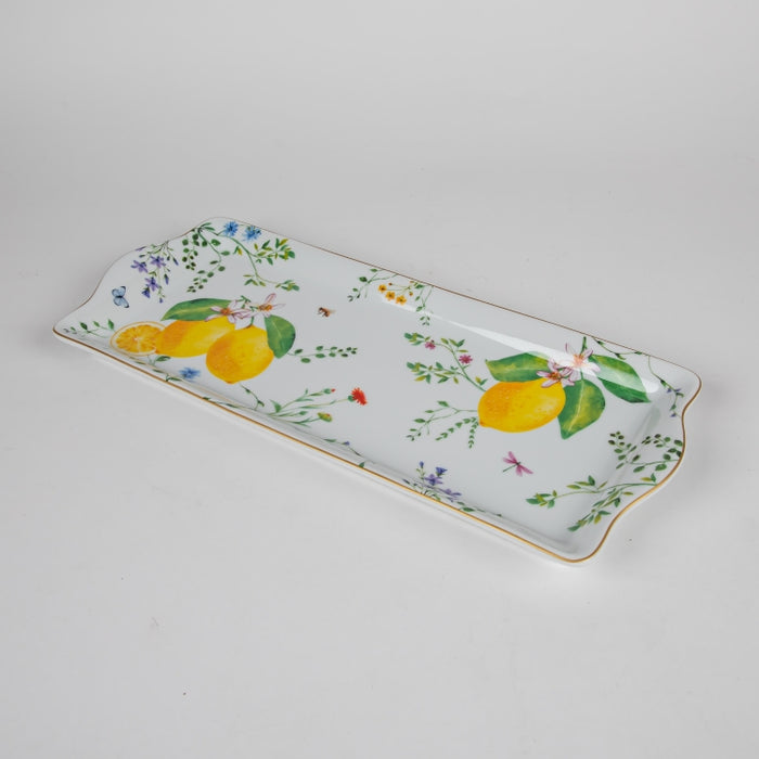 FLEURS CITRONS PORCELAIN SERVING PLATTER 35X15CM (202073349)