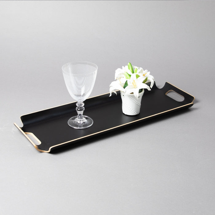 WOODEN TRAY 55CMX20CM BLACK (202107412)