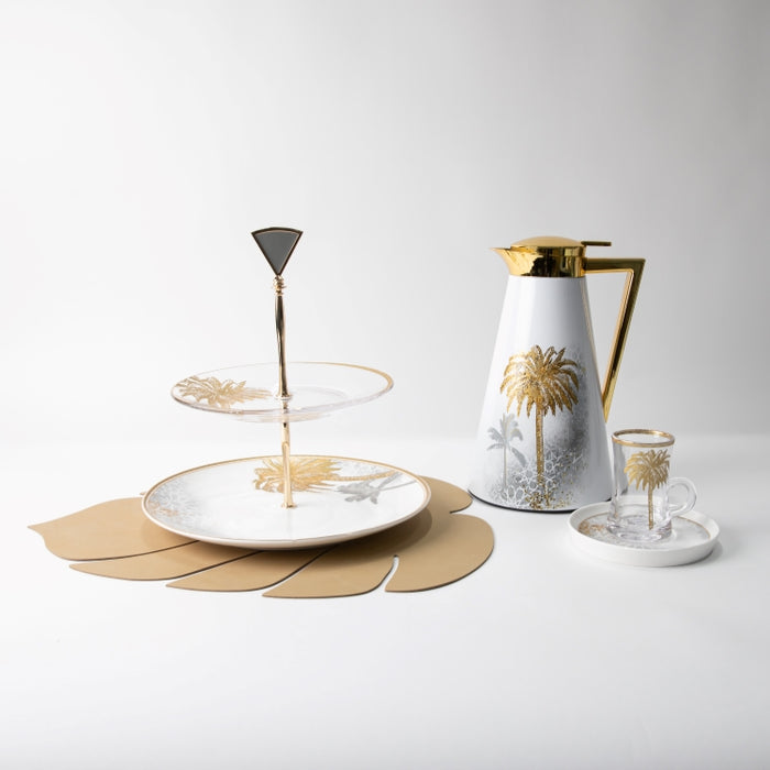 TWINS-2 TIER CAKE PLATE PALM GOLD (202029279)