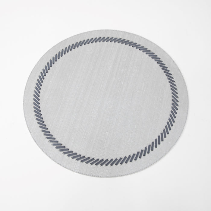 RND PLACEMAT W/BAND SILK SILVER (202055090)
