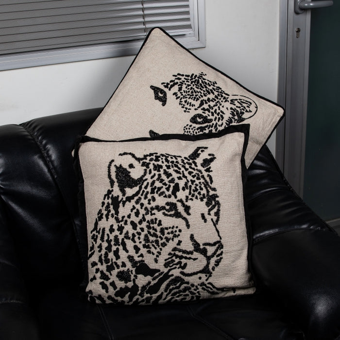 CUSHION LEOPARD NTRL/BLACK 45X45 (327131008)