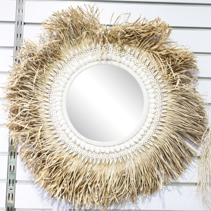 RAFFIA GINGER MIRROR NATURAL/WHITE DIAMETER 80CM (418014681)