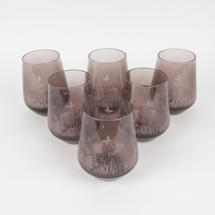 KEYLINK-SET/6PCS LOW GLASS CUP PINK (202016440)