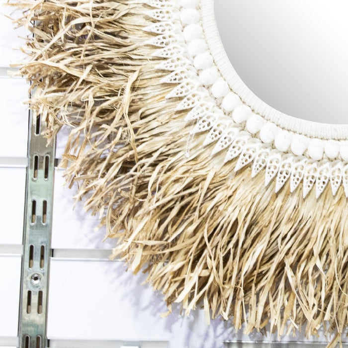 RAFFIA GINGER MIRROR NATURAL/WHITE DIAMETER 80CM (418014681)