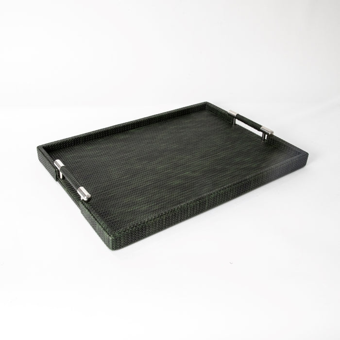 RECT.TRAY WITH STAINLESS STEEL HANDLE DARK GREEN 45CMX33CM (202042201)