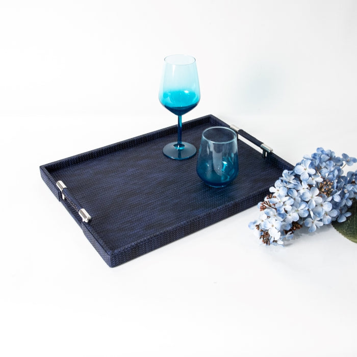 RECT.TRAY WITH STAINLESS STEEL HANDLE NAVY BLUE 45CMX33CM (202042207)