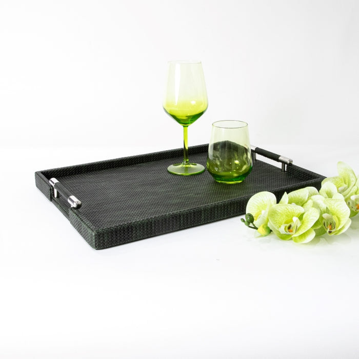 RECT.TRAY WITH STAINLESS STEEL HANDLE DARK GREEN 45CMX33CM (202042201)