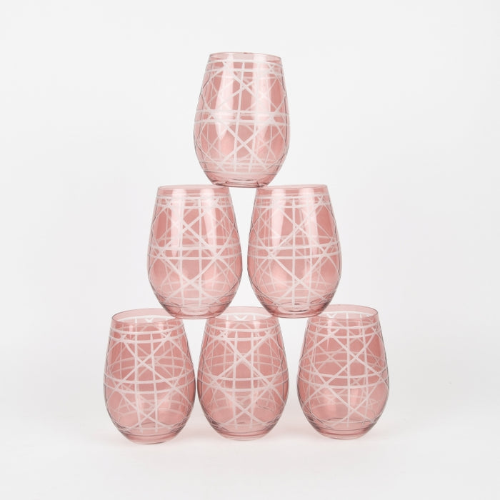 GLASS TUMBLER SET/6PCS PINK (202016435)