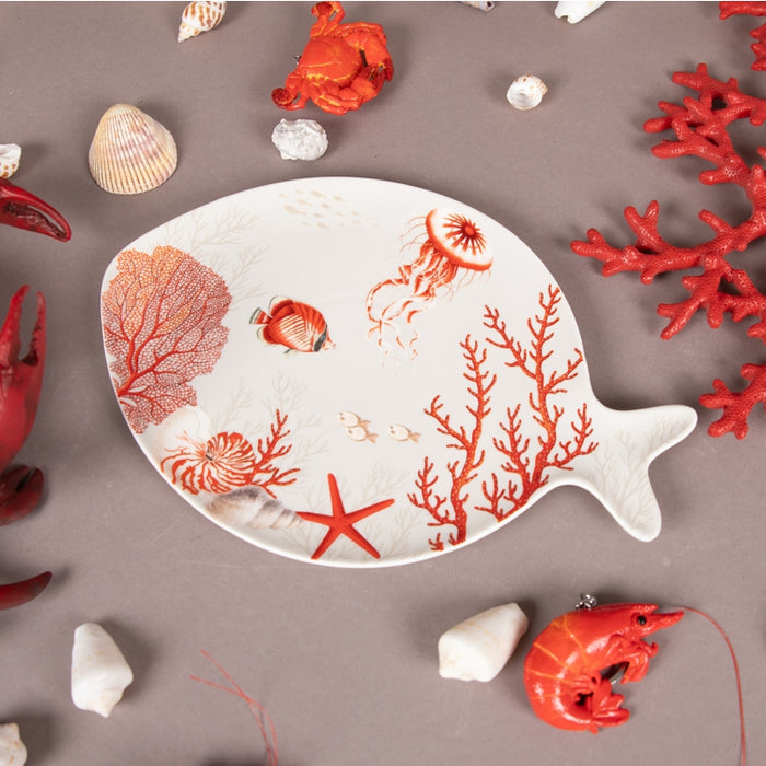 CORAL REEF PORCELAIN DISH 27X19CM (202073021)