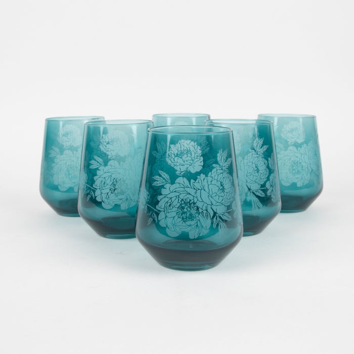 KEYLINK- SET/6 PCS LOW GLASS CUP BLUE (202016439)