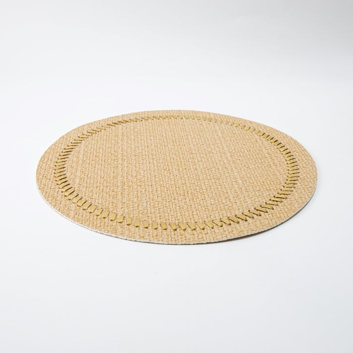 ROUND PLACEMAT W/BAND RAFYA YELLOW (202055065)