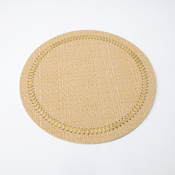 ROUND PLACEMAT W/BAND RAFYA YELLOW (202055065)