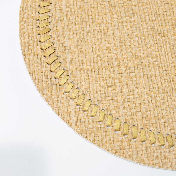 ROUND PLACEMAT W/BAND RAFYA YELLOW (202055065)