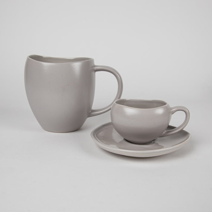 ORGANIC GREY COFFEE CUP&SAUCER 90ML (202073254)