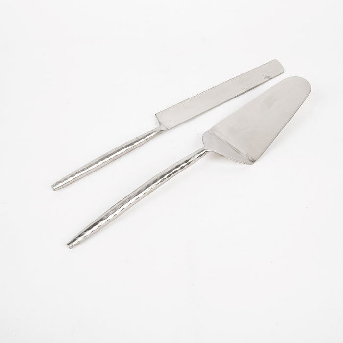 HAMMERED 2PC CAKE SERVER SILVER (202061238)