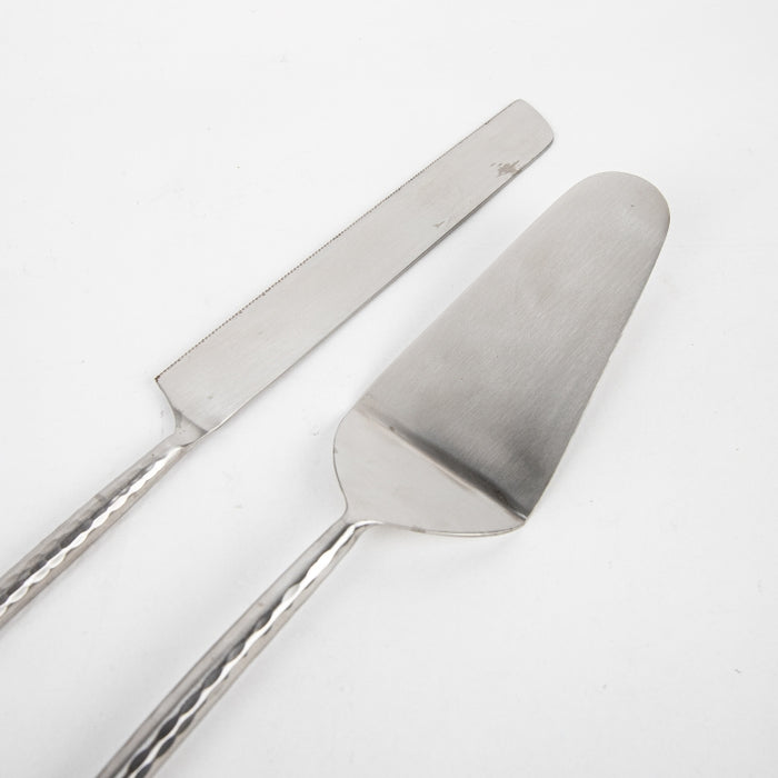 HAMMERED 2PC CAKE SERVER SILVER (202061238)