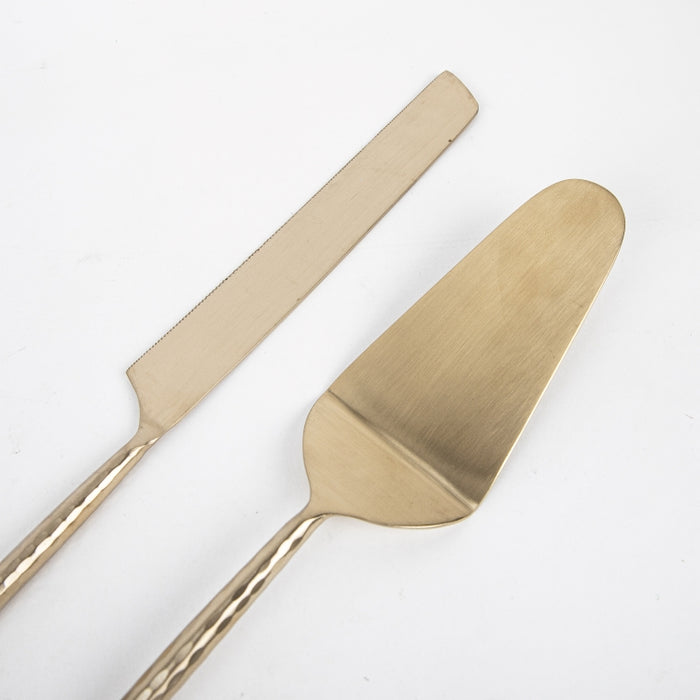 HAMMERED 2PC CAKE SERVER GOLD (202061236)