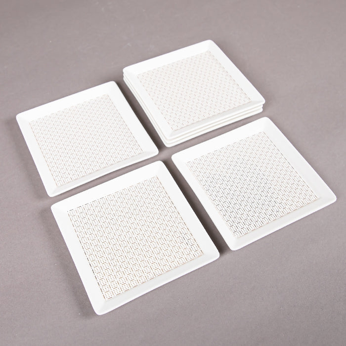 FOSUNY SET OF 6 SQUARE DISH 13X13CM WHITE/GOLD (202029009)