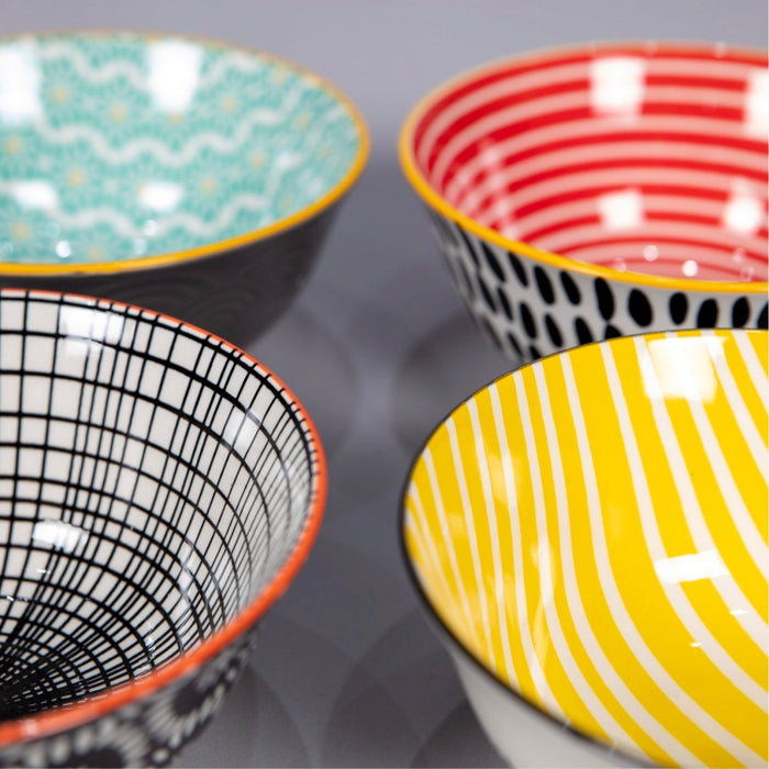 KITCHEN CRAFT 15CM BOWL SET OF 4 MONOCHROME (202044330)