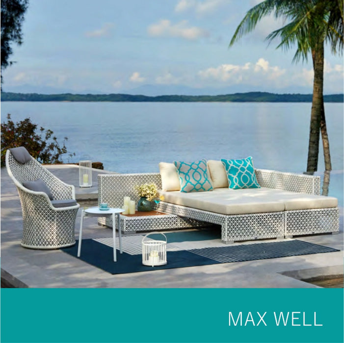 MAXWELL SOFA SET OF 6 MINERAL GREY/SHELL WHITE/SILVER W/PROTECTION COVER (317022246)
