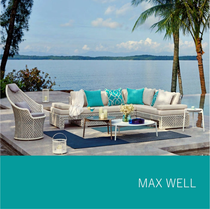MAXWELL SOFA SET OF 6 MINERAL GREY/SHELL WHITE/SILVER W/PROTECTION COVER (317022246)