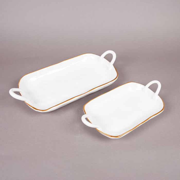 MERCURY CERAMIC SERVING PLATE WITH HANDLE 44X21 WHITE (202028869)