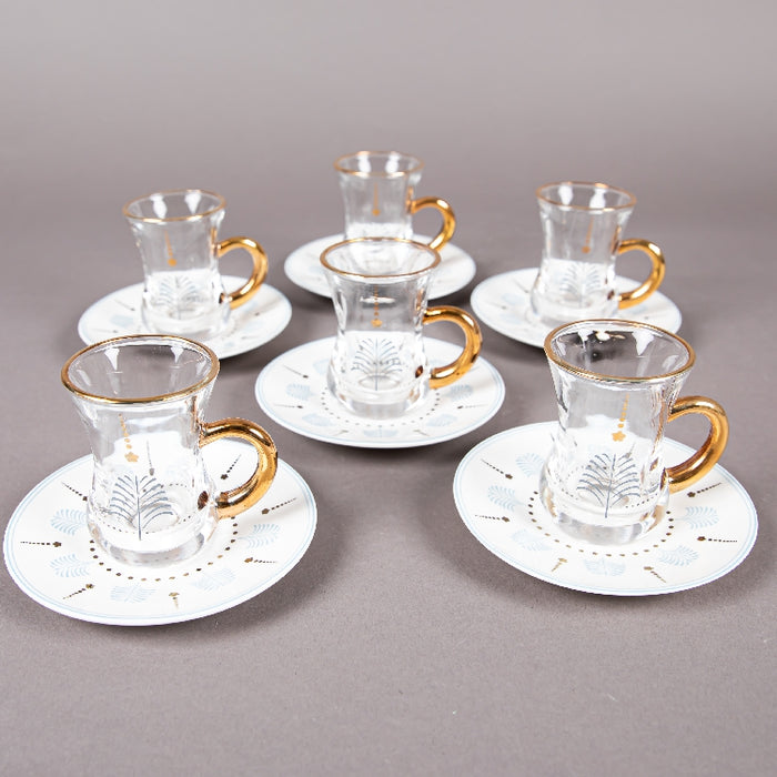 FOSUNY SET 6 GLASS CUP & SAUCER BLUE/GOLD (202028795)